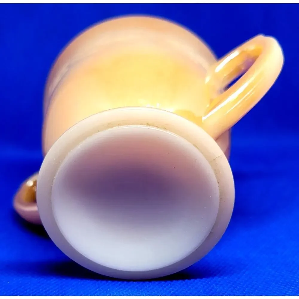 VNTG Fire King Laurel Leaf Footed Open Sugar Bowl Peach Luster Anchor Hocking